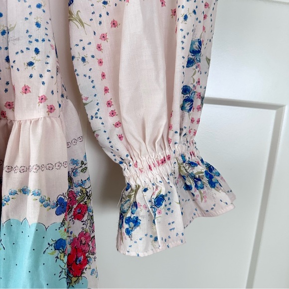Zimmermann Dress Women Clover Patched Wrap Mini Floral Boho cottage core - Picture 5 of 13
